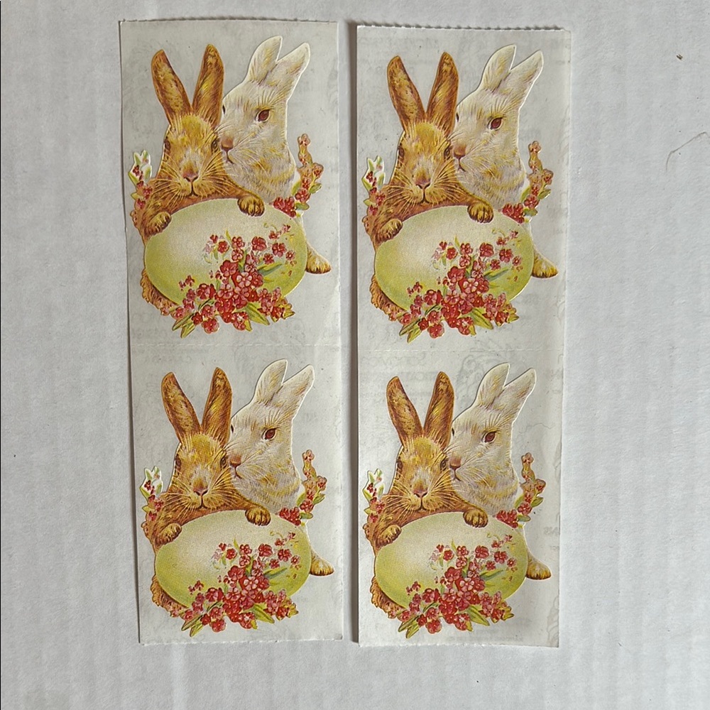 Vintage  Sandylion Bunny Stickers with Floral Egg